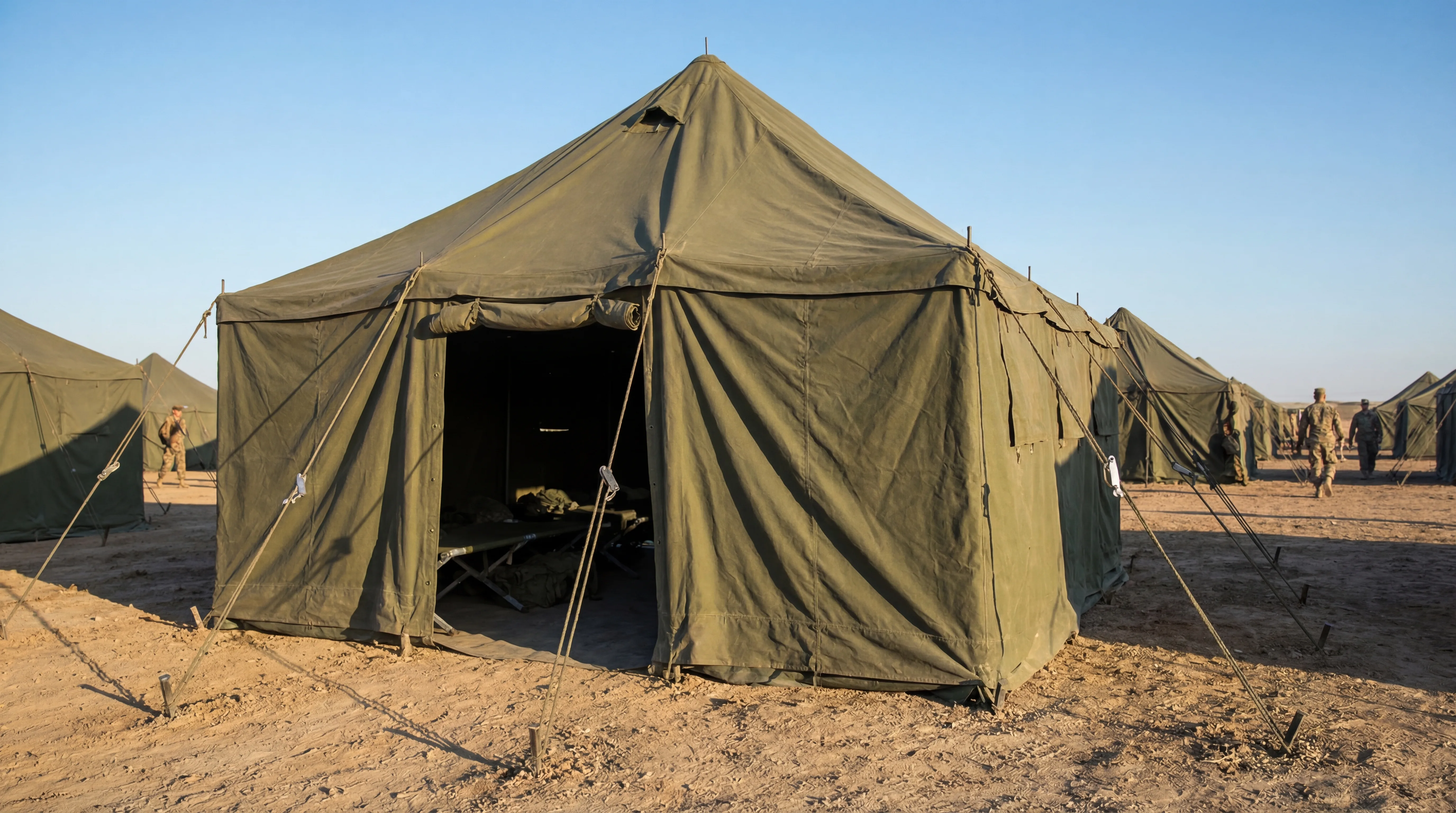 Olive green cotton canvas military army tent manufactured by BNC Pakistan